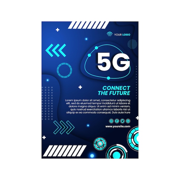 Vecteur gratuit modèle de conception verticale flyer 5g