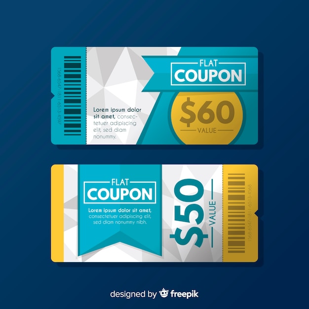 Vecteur gratuit modèle de coupon coloré avec design plat