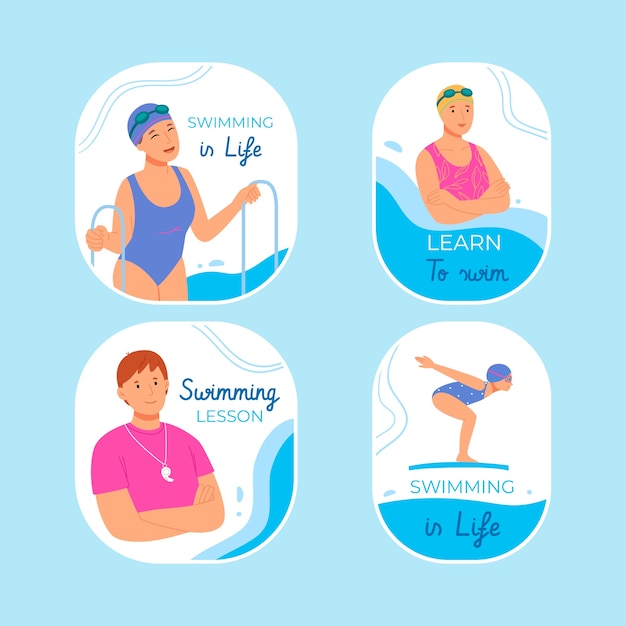 Vecteur gratuit modèle de cours de natation dessiné à la main