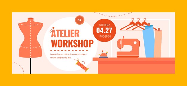 Modèle de couverture facebook atelier dessiné à la main