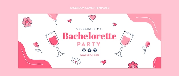 Vecteur gratuit modèle de couverture facebook bachelorette rose design plat