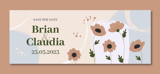 Vecteur gratuit modèle de couverture facebook de célébration de mariage floral