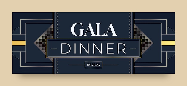 Vecteur gratuit modèle de couverture facebook de dîner de gala de luxe