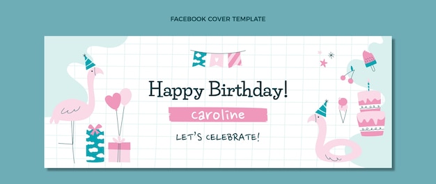 Modèle de couverture facebook de fête d'anniversaire à la piscine