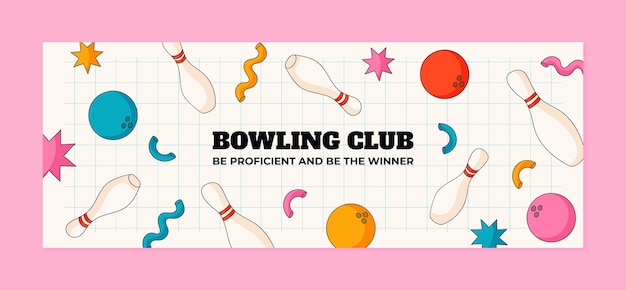 Vecteur gratuit modèle de couverture facebook pour le jeu de bowling