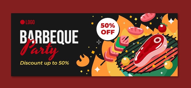 Vecteur gratuit modèle de couverture facebook pour une soirée barbecue