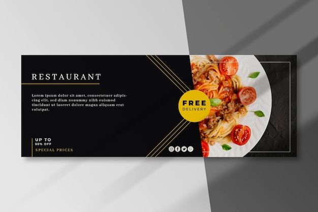 Vecteur gratuit modèle de couverture facebook de restaurant alimentaire