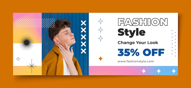 Vecteur gratuit modèle de couverture facebook de styliste de mode dégradé