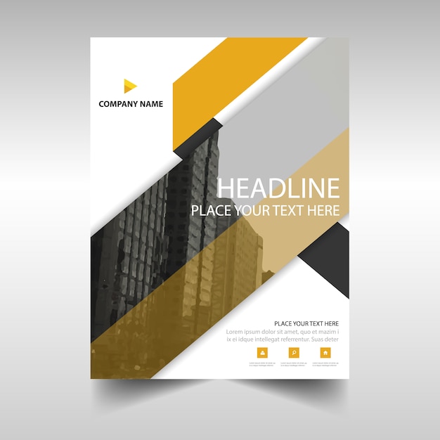 Vecteur gratuit modèle de couverture de livre de rapport annuel créatif jaune