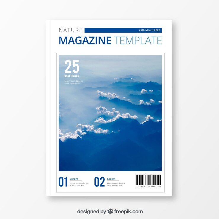 Vecteur gratuit modèle de couverture de magazine nature moderne avec photo