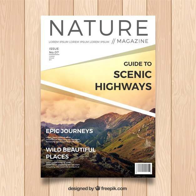 Modèle de couverture de magazine nature moderne avec photo
