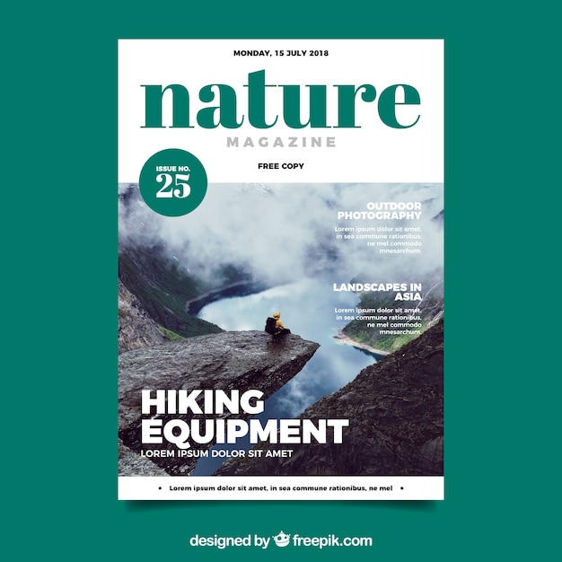 Modèle De Couverture De Magazine Nature Avec Photo