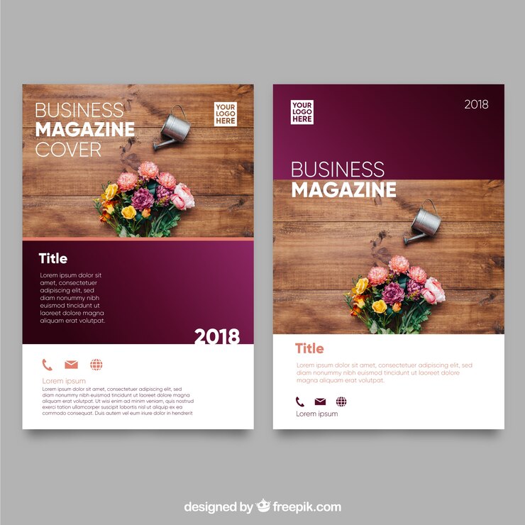 Vecteur gratuit modèle de couverture de magazine nature avec photo