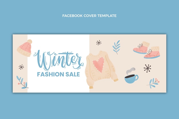 Modèle de couverture de médias sociaux aquarelle hiver