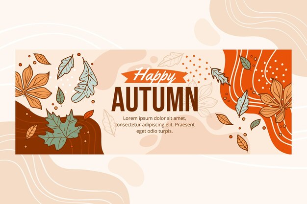 Modèle de couverture de médias sociaux automne dessiné à la main