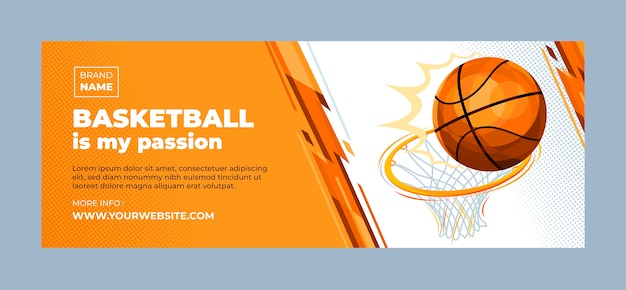 Vecteur gratuit modèle de couverture de médias sociaux de basket-ball plat