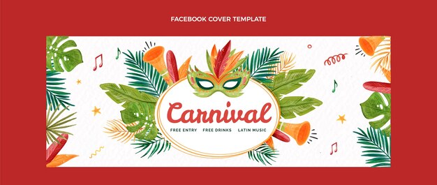 Modèle De Couverture De Médias Sociaux De Carnaval D'aquarelle