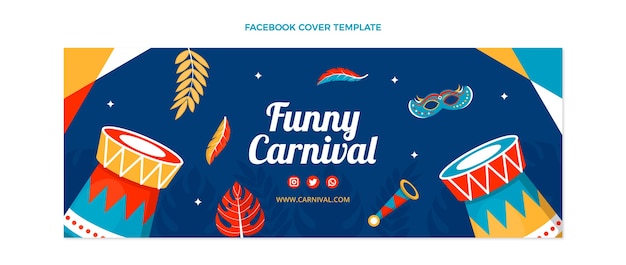 Vecteur gratuit modèle de couverture de médias sociaux de carnaval plat