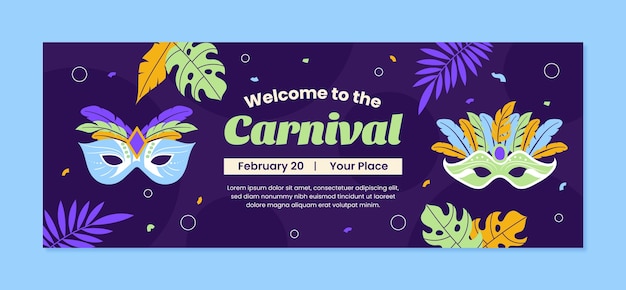 Modèle de couverture de médias sociaux de célébration de carnaval