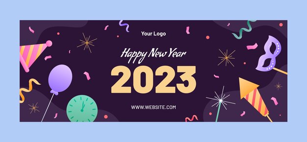 Modèle de couverture de médias sociaux de célébration du nouvel an
