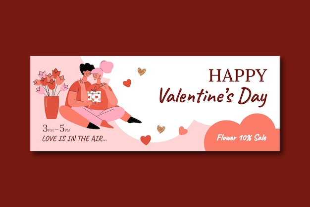 Vecteur gratuit modèle de couverture de médias sociaux de célébration de la saint-valentin