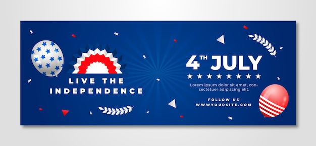 Modèle de couverture de médias sociaux dégradé du 4 juillet