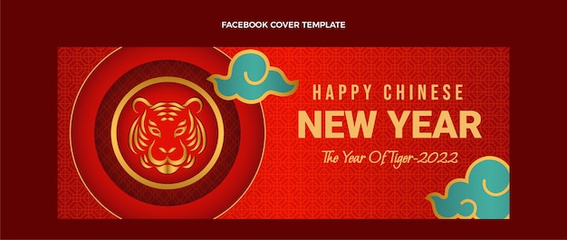 Vecteur gratuit modèle de couverture de médias sociaux dégradé du nouvel an chinois
