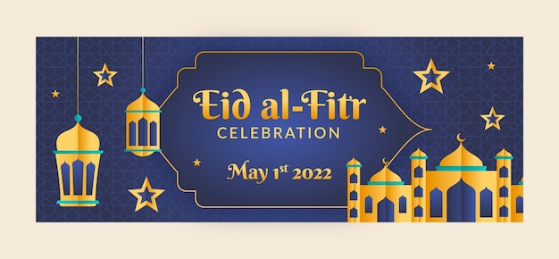 Vecteur gratuit modèle de couverture de médias sociaux dégradé eid al-fitr