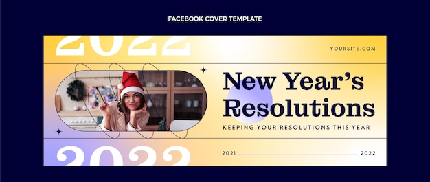 Vecteur gratuit modèle de couverture de médias sociaux dégradé nouvel an