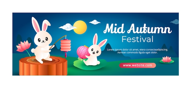 Vecteur gratuit modèle de couverture de médias sociaux dégradé pour la célébration du festival de la mi-automne