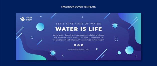 Modèle de couverture de médias sociaux dégradé pour la journée mondiale de l'eau