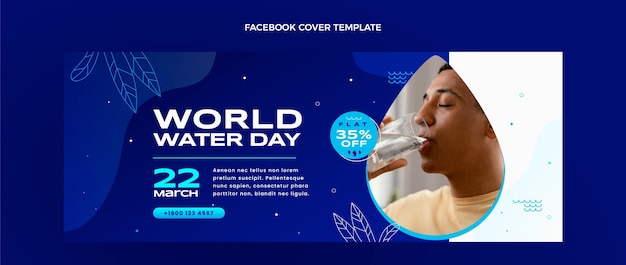 Modèle de couverture de médias sociaux dégradé pour la journée mondiale de l'eau