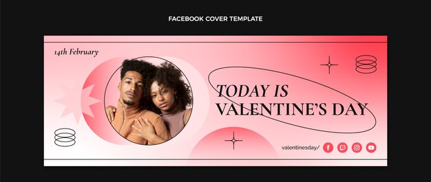 Modèle de couverture de médias sociaux dégradé pour la saint-valentin