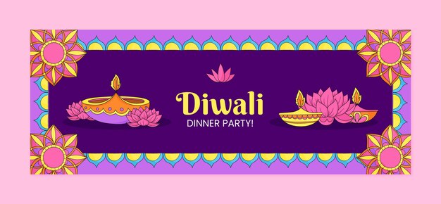 Modèle De Couverture De Médias Sociaux Dessiné à La Main Pour La Célébration Du Festival De Diwali