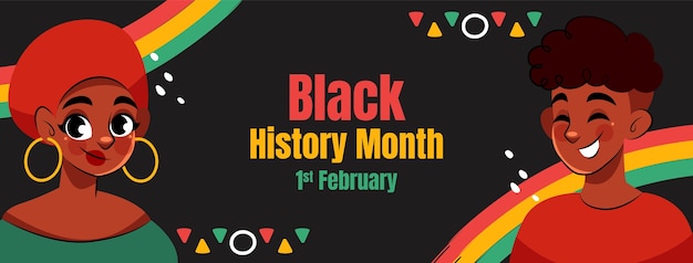 Vecteur gratuit modèle de couverture de médias sociaux dessiné à la main pour la célébration du mois de l'histoire noire