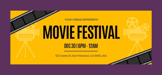 Vecteur gratuit modèle de couverture de médias sociaux de festival de cinéma et de film