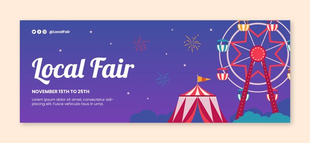 Modèle de couverture de médias sociaux flat fair