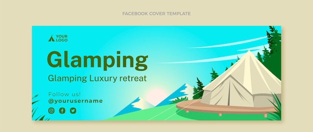 Modèle De Couverture De Médias Sociaux Glamping Plat