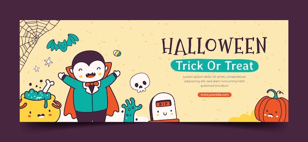 Vecteur gratuit modèle de couverture de médias sociaux halloween dessiné à la main