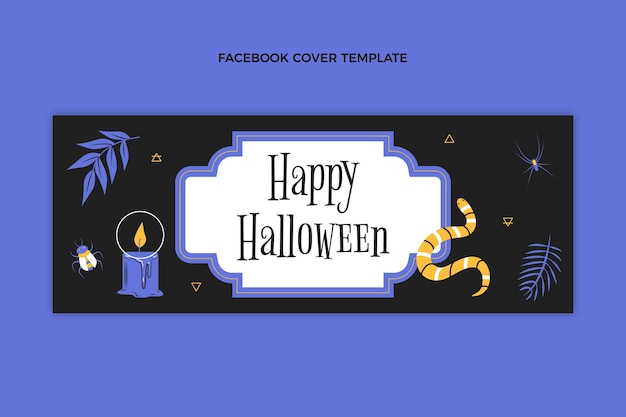 Vecteur gratuit modèle de couverture de médias sociaux halloween plat dessiné à la main