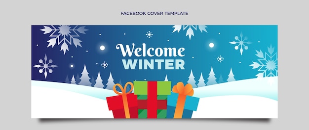 Vecteur gratuit modèle de couverture de médias sociaux d'hiver dégradé