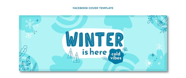 Modèle de couverture de médias sociaux hiver dessiné à la main