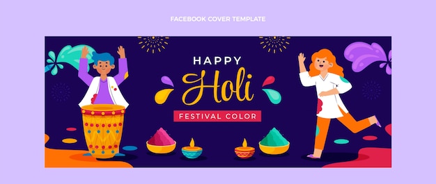 Modèle De Couverture De Médias Sociaux Holi Plat