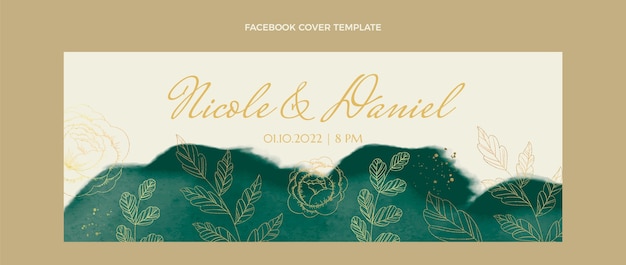 Modèle De Couverture De Médias Sociaux De Mariage Aquarelle