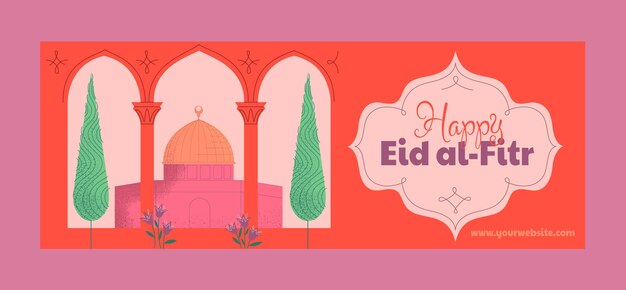 Modèle de couverture de médias sociaux plat eid al-fitr