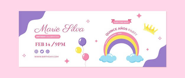 Modèle De Couverture De Médias Sociaux Plat Quinceanera