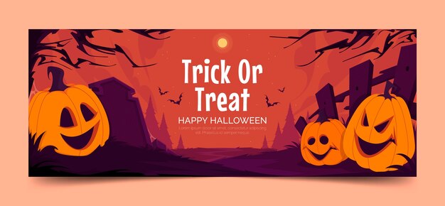 Vecteur gratuit modèle de couverture de médias sociaux plats pour la saison d'halloween