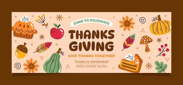 Modèle de couverture de médias sociaux pour la célébration de thanksgiving