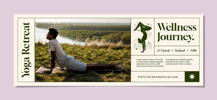 Vecteur gratuit modèle de couverture de médias sociaux pour une retraite de yoga et un spa