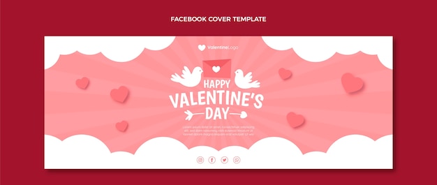 Vecteur gratuit modèle de couverture de médias sociaux pour la saint-valentin